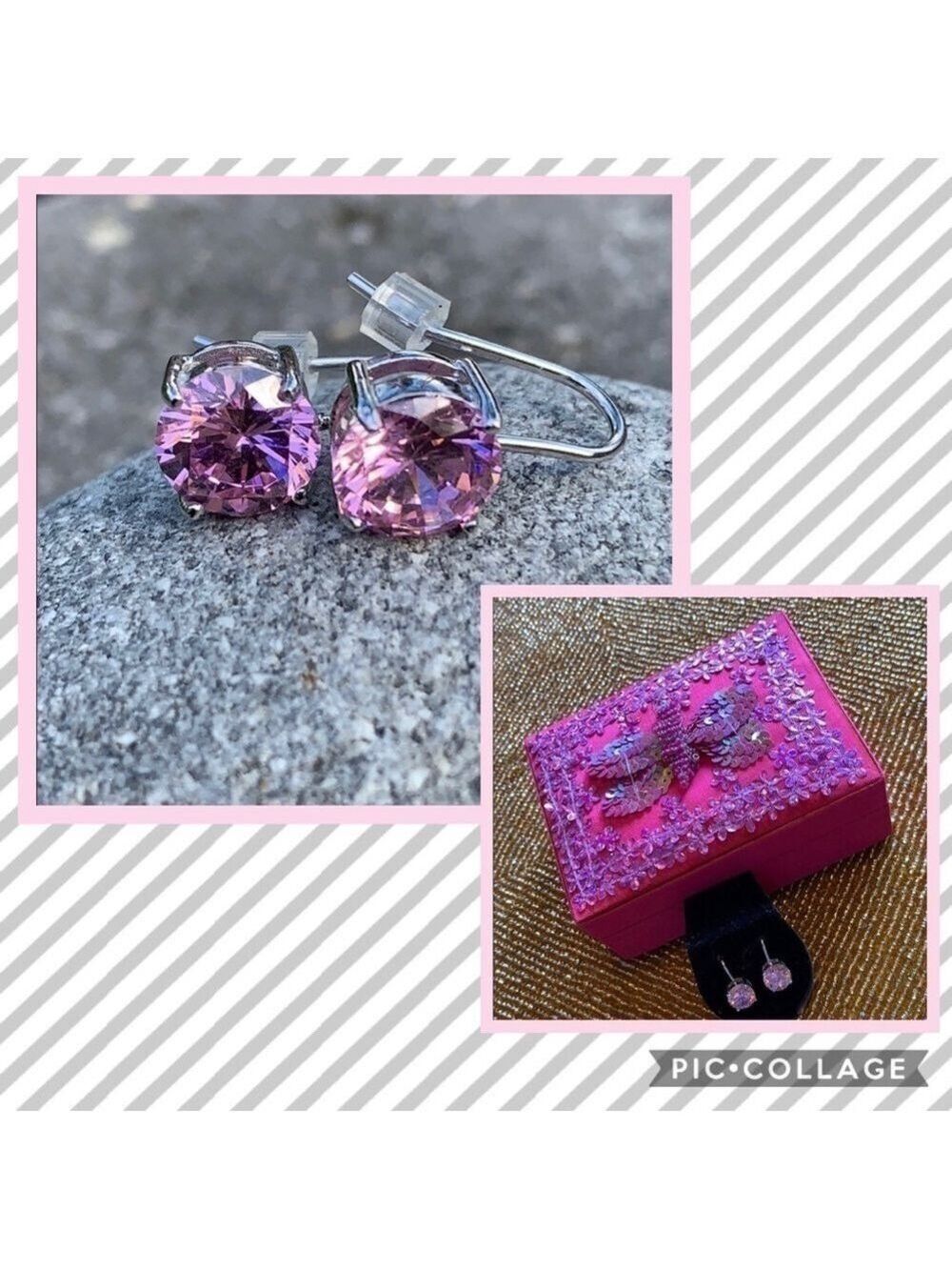 Pink Topaz Earrings Jewelry Box Set